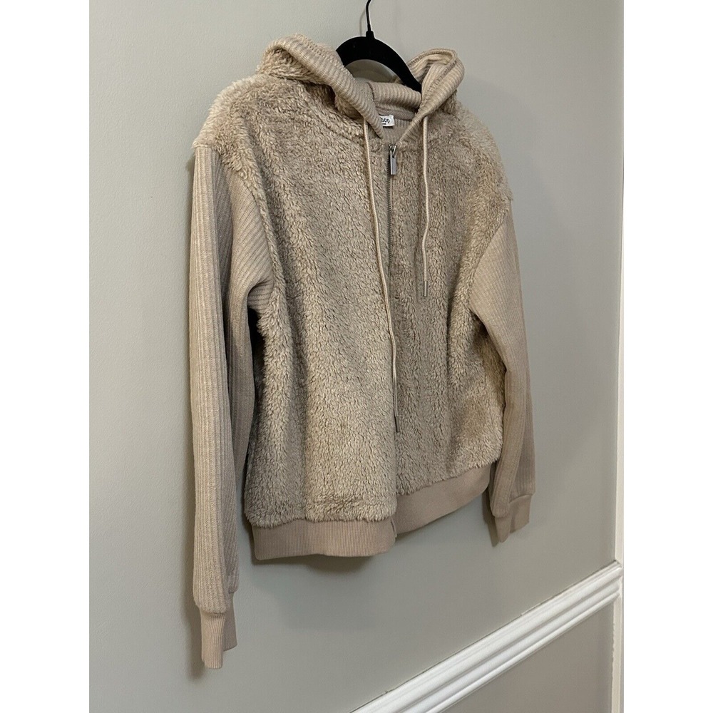 Workshop Republic Clothing Women's Faux Fur Zip Up Hoodie Size Small Tan Color - Picture 2 of 9